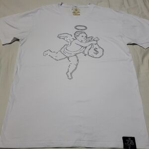 White Graphic Tee with Angel Design